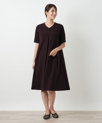 新品試着のみ⭐︎レリアン　フレアワンピース Vネック 六部袖 Vネックフレアワンピース【Leilian WHITE LABEL】|レリアン
