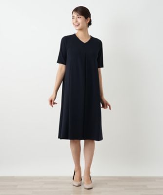 新品試着のみ⭐︎レリアン　フレアワンピース Vネック 六部袖 Vネックフレアワンピース【Leilian WHITE LABEL】|レリアン