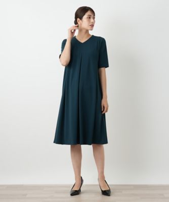 洗えるVネックフレアワンピース【Leilian WHITE