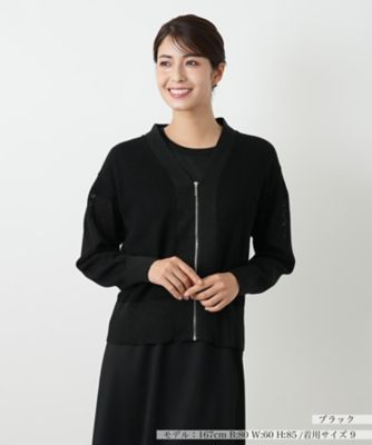 Leilian (Women)/レリアン ジップカーディガン【Leilian WHITE LABEL】99クロ トップス【三越伊勢丹/公式】