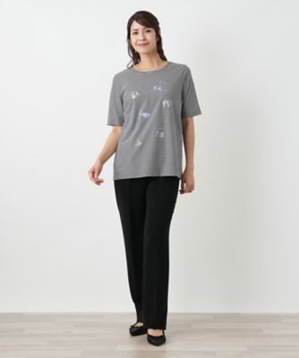 ボーダー刺繍Tシャツ【Leilian WHITE LABEL