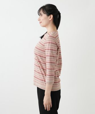 幾何学ボーダーカットソー【Leilian WHITE LABEL