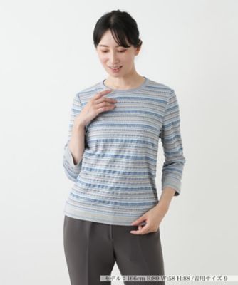 330t*新品 大きいサイズ レリアン NEMIKA レースボーダーカットソー. 長袖カットソー【NEMIKA】 | Leilian plus house (Women