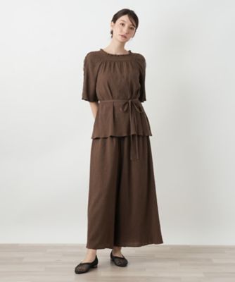 麦茶　Plantationワイドパンツ 麦茶 Plantationワイドパンツ 麻涼みワイドパンツ 股下58