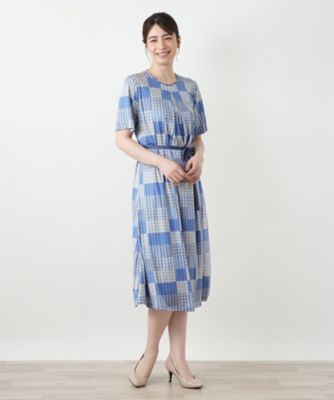 幾何学柄フレアワンピース【ROCHAS Premiere