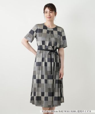 レリアン 幾何学模様 春、夏ワンピース 15号 幾何学柄フレアワンピース【ROCHAS Premiere