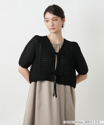 ENFOLD◆COミラノリブSlitショートカーディガン/38/コットン/BLK/300DS370-0730 ENFOLD(エンフォルド) / COミラノリブSlitショートカーディガン