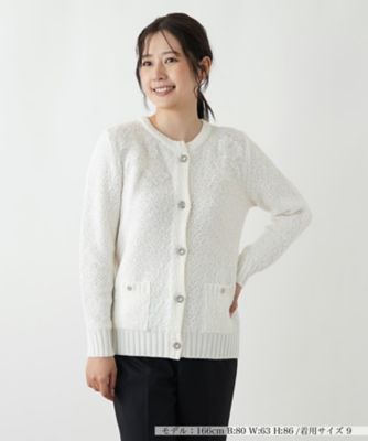 キャバン caban ドットカーディガン コットンカシミヤ ドットジャカードクルーネックカーディガン
