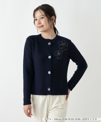 Leilian (Women)/レリアン ラメ刺繍カーディガン【CORSINI & PROTI】39ネービーブルー トップス【三越伊勢丹/公式】