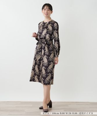 ＜Leilian (Women)＞ペイズリーフレアワンピース【ＲＯＣＨＡＳ　Ｐｒｅｍｉｅｒｅ】