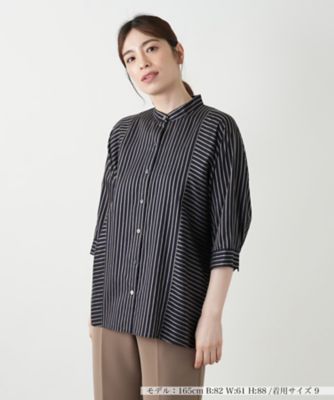 ストライプバンドカラーブラウス【ROCHAS Premiere