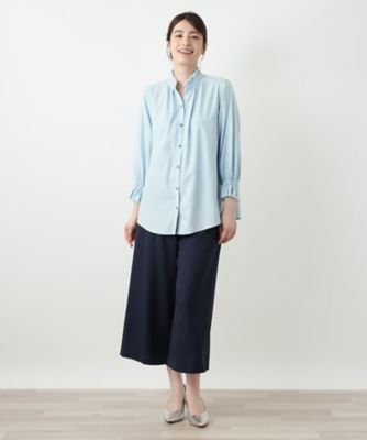 未使用☆レリアン ROCHAS 幾何学フリルトップス フリルカラーブラウス【MUSE BY ROCHAS