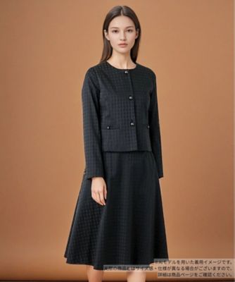 ＜BOURGE (Women)＞格子柄ノーカラースーツ