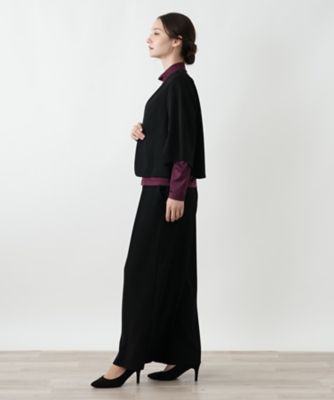 【新品 未使用】WボタンフレアスリーブVネックジャケット prose verse ウールギャバ ノーカラーVネック1釦ジャケット(26189000-2023