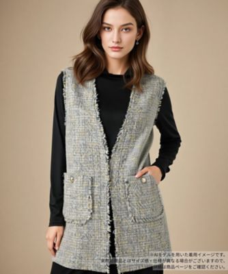 ＜BOURGE (Women)＞ツイードＶネックベスト