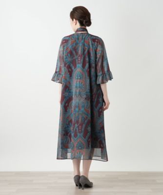 【ETRO】ペイズリー柄 フレアスリーブワンピース Tiaclasse ワンピース 「洗える」ペイズリー柄フレアスリーブ
