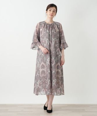 【ETRO】ペイズリー柄 フレアスリーブワンピース Tiaclasse ワンピース 「洗える」ペイズリー柄フレアスリーブ