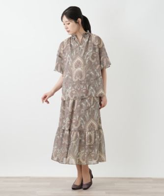 sov. ソブ ブラウス ペイズリー系 総柄 シルク シフォン フリーサイズ sov. ソブ ブラウス ペイズリー系 総柄 シルク シフォン