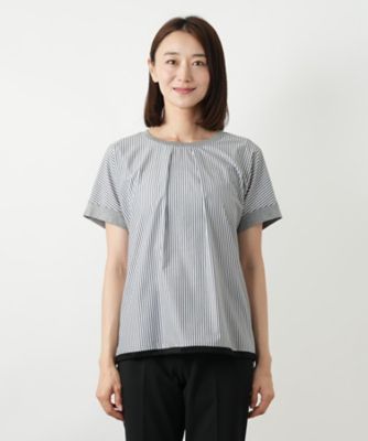 ストライプ切替カットソー【MUSE BY ROCHAS
