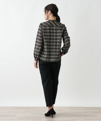 ラメチェックブラウス【Leilian WHITE LABEL