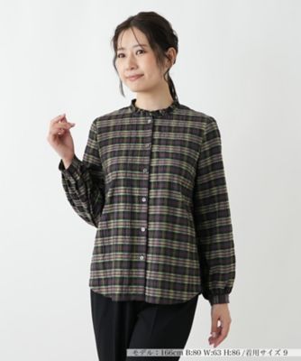 ラメチェックブラウス【Leilian WHITE LABEL