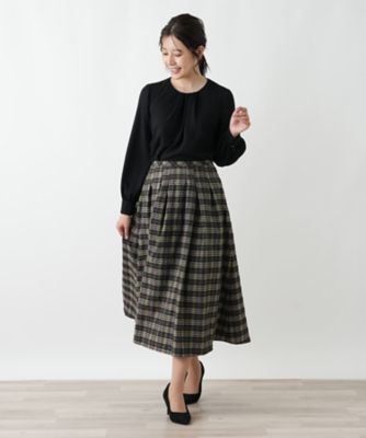 ラメチェックフレアスカート【Leilian WHITE LABEL