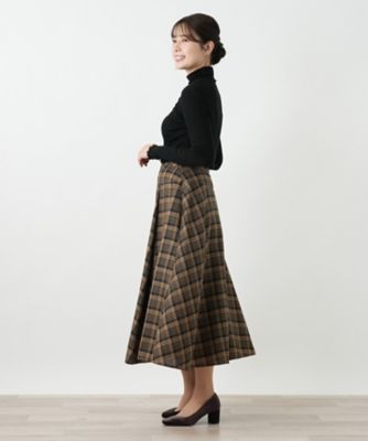 【a550】Leilian レリアン 美品 タータンチェックウール スカート L チェックフレアスカート【Leilian WHITE LABEL