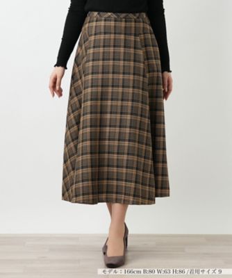 【a550】Leilian レリアン 美品 タータンチェックウール スカート L ラメチェックフレアスカート【25年9月カタログ】 | Leilian