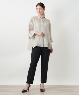 22年・極美品✨エブール シルクコードオーガンジーバンドカラーブラウス 38 バンドカラーブラウス | BOURGE (Women)/ブールジュ | 三越伊勢丹