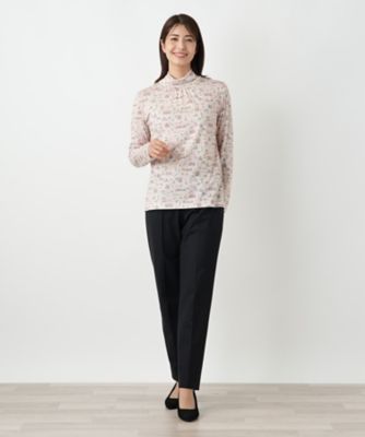 【新品】定価34,100円　レリアン　総柄ハイネックカットソー ピンク　13＋ プリントハイネックカットソー | Leilian (Women)/レリアン