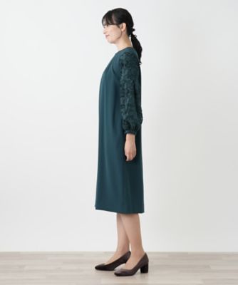 【美品】Leilian レリアン　レースタックワンピース　コットン　ゆったり レース切替タックワンピース【セレモニー】 | Leilian (Women
