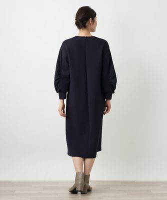 洗えるダンボールニット袖異素材MIXワンピース【25年10月