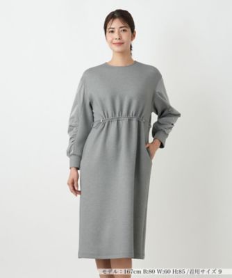 Leilian (Women)/レリアン ダンボールニット袖異素材MIXワンピース 95グレー ワンピース・ドレス【三越伊勢丹/公式】