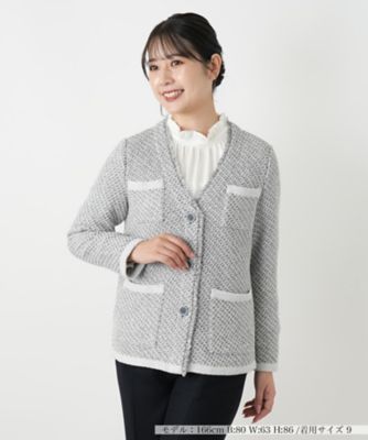 Leilian (Women)/レリアン Vネックニットジャケット 93ライトグレー コート・ジャケット【三越伊勢丹/公式】
