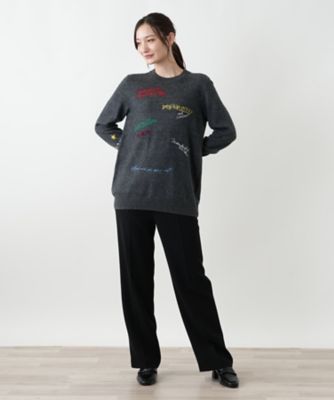 【新品】Plan C ロングスリーブインターシャニット 40 新品】Plan C ロングスリーブインターシャニット ブラックxホワイト 40