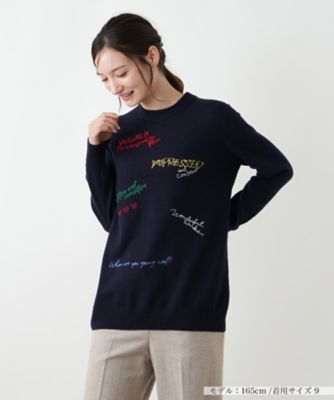Leilian (Women)/レリアン 刺繍インターシャ編みニット 39ネービーブルー トップス【三越伊勢丹/公式】