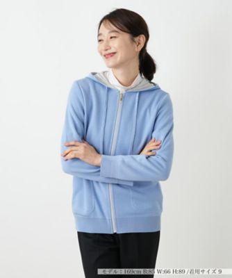 ＜Leilian (Women)＞配色ジップニットパーカ