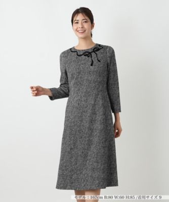 希少✨未使用級✨ロワン×三越伊勢丹 ブラウスワンピース 花柄 リボン M