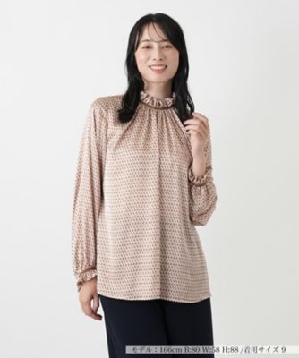 ＜Leilian (Women)＞幾何学柄ボリュームスリーブブラウス