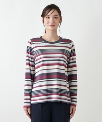 Leilian*レリアン　ボーダーカットソー　長袖　大きいサイズ13＋ ドロップ マルチボーダーカットソー | Leilian (Women)/レリアン | 三越伊勢丹