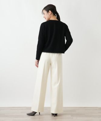 ラメトリムショートカーディガン【Leilian WHITE