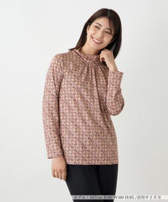 【新品】定価34,100円　レリアン　総柄ハイネックカットソー ブルー　13＋ 新品】定価34,100円 レリアン 総柄ハイネックカットソー ブルー