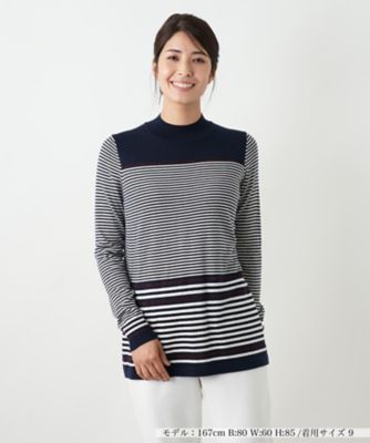 ＜Leilian (Women)＞ボーダーハイネックニット【２５年１０月カタログ】