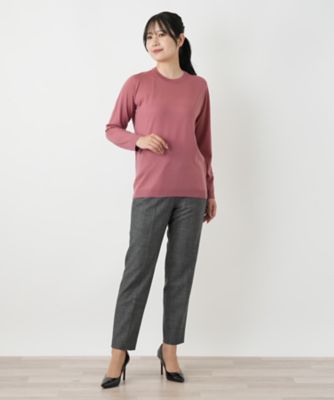 本日限定価格【Gemma】レリアン クルーネック長袖ニット ピンク(13+) クルーネックニット【GEMMA】 | Leilian (Women)/レリアン