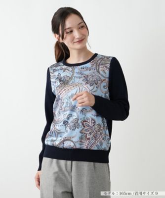 ＜Leilian (Women)＞ペイズリー切替クルーネックニット【ＲＯＣＨＡＳ　Ｐｒｅｍｉｅｒｅ】