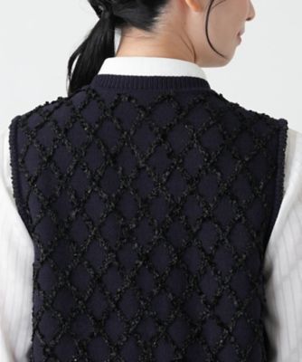 格子柄ニットベスト【ROCHAS Premiere】 | Leilian