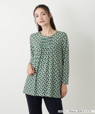 ＜Leilian (Women)＞プリントピンタックブラウス【ＲＯＣＨＡＳ　Ｐｒｅｍｉｅｒｅ】