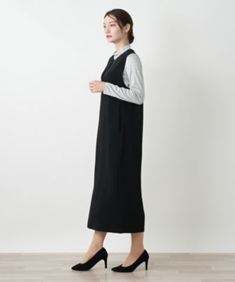 overE キーネックジャンパースカート　ブラック オーバーイー overE キーネックジャンパースカート ワンピース