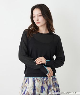 ＜BOURGE (Women)＞配色ラインクルーネックニット