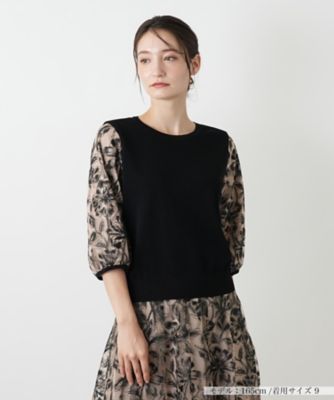 ＜BOURGE (Women)＞レイヤード風ボタニカル柄ブラウス